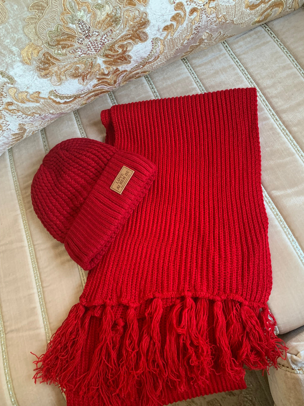 Red winter set ( echarpe + bonnet)